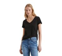 T-Shirt MARC O'POLO DENIM "aus Organic Cotton Slub Jersey", Damen, Gr. XL, schwarz, Obermaterial: 100% Baumwolle, unifarben, Basic, regular fit, V-Ausschnitt, Shirts T-Shirt (53066910-XL) schwarz