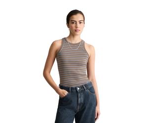 T-Shirt MARC O'POLO DENIM "aus reinem Organic Cotton", Damen, Gr. XL, medium braun, Obermaterial: 95% Baumwolle, 5% Elasthan, gestreift, slim fit, Rundhals, Shirts T-Shirt (23928749-XL) medium braun