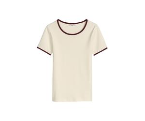 T-Shirt MARC O'POLO DENIM "aus reiner Bio-Baumwolle", Damen, Gr. L, sanftes weiß, Obermaterial: 100% Baumwolle, unifarben, Basic, slim fit, Rundhals, normaler Saum, Shirts T-Shirt (78532822-L) sanftes