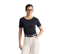 T-Shirt MARC O'POLO DENIM "aus reiner Bio-Baumwolle", Damen, Gr. XL, schwarz (blau depths), Obermaterial: 100% Baumwolle, unifarben, Basic, slim fit, Rundhals, normaler Saum, Shirts T-Shirt (79129334-