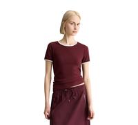 T-Shirt MARC O'POLO DENIM "aus reiner Bio-Baumwolle", Damen, Gr. XXS, dunkelrot, Obermaterial: 100% Baumwolle, unifarben, Basic, slim fit, Rundhals, normaler Saum, Shirts T-Shirt (89390924-XXS) dunkel