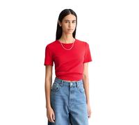 T-Shirt MARC O'POLO DENIM "aus weichem Rippjersey", Damen, Gr. L, carmine rot, Obermaterial: 96% Baumwolle, 4% Elasthan, unifarben, Basic, slim fit, Rundhals, normaler Saum, Shirts T-Shirt (10251942-L