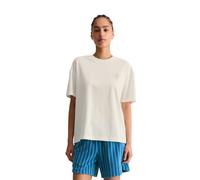 T-Shirt MARC O'POLO DENIM, Damen, Gr. L, beige (silky weiß), Jersey, Obermaterial: 100% Baumwolle, relaxed fit normal, Rundhals, Shirts T-Shirt, relaxed mit Rückenprint (93930732-L) silky weiß