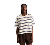 T-Shirt MARC O'POLO DENIM "aus Heavy Jersey", Damen, Gr. XXL, sanftes weiß, Obermaterial: 100% Baumwolle, gestreift, Basic, regular fit, normaler Saum, Shirts T-Shirt (59654265-XXL) sanftes weiß