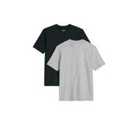 Marc O'Polo Denim Herren T-Shirts, 2er Pack - Regular Fit, Baumwolle, Logo, einfarbig Grau/Schwarz XL
