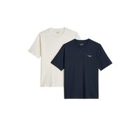 T-Shirt MARC O'POLO DENIM "T-Shirt T-Shirt Logo Print Double Pack 2er Pack", Herren, Gr. L, bunt (weiß, dunkelblau), Obermaterial: 100% Baumwolle CO., Shirts T-Shirt (41318847-L) weiß, dunkelblau