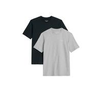 Marc O'Polo Denim Herren T-Shirts, 2er Pack - Regular Fit, Baumwolle, Logo, einfarbig Grau/Schwarz M