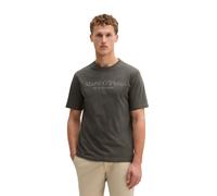 Marc O'Polo Herren T-Shirt B21222051230 – Bio-Baumwolle, Rundhalsausschnitt, Logoprint – Grau 3XL