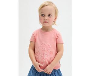 T-Shirt MARC O'POLO JUNIOR, Mädchen, Gr. 92/98, calm orange, Jersey, Obermaterial: 100% Baumwolle, regular fit normal, Rundhals, Shirts T-Shirt, modischer Print, normale Passform (95509327-92) calm or