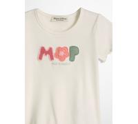 T-Shirt MARC O'POLO JUNIOR, Mädchen, Gr. 92/98, weiß cotton, Jersey, Obermaterial: 96% Baumwolle, 4% Elasthan, normal normal, Rundhals, gewellter Abschluss, Shirts T-Shirt, feines Rippjersey, gestickt