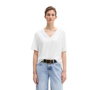T-Shirt MARC O'POLO "mit angeschnittenen Ärmeln", Damen, Gr. L, weiß, Obermaterial: 67% Lyocell, 33% Baumwolle, unifarben, Basic, loose fit, V-Ausschnitt, Shirts T-Shirt (27787859-L) weiß