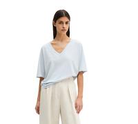 T-Shirt MARC O'POLO "mit angeschnittenen Ärmeln", Damen, Gr. XL, airy blau, Obermaterial: 67% Lyocell, 33% Baumwolle, unifarben, Basic, loose fit, V-Ausschnitt, Shirts T-Shirt (15183269-XL) airy blau
