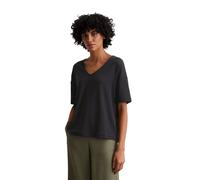 T-Shirt MARC O'POLO "mit TENCEL™ Lyocell", Damen, Gr. XS, schwarz, Obermaterial: 66% Lyocell, 32% Baumwolle, 2% Elasthan, unifarben, Basic, loose fit, V-Ausschnitt, Shirts T-Shirt (42316307-XS) schwar
