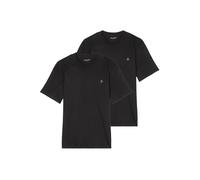 Marc O'Polo Herren T-Shirt, 2er Pack - Small-Logo, Regular Fit, Baumwolle, uni Schwarz / L L Schwarz