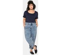 Kurzarmshirt SHEEGO "T-Shirt", Damen, Gr. 56, blau (marine), 100% Baumwolle, unifarben, Rundhals, Shirts (61685756-56) marine