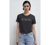 T-Shirt MAVI "CAT PRINTED T-SHIRT", Damen, Gr. M, phantom, 100% Baumwolle, slim fit normal, Rundhals, Shirts T-Shirt, Katzen T-Shirt (35953943-M) phantom