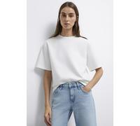 T-Shirt MAVI "SHORT SLEEVE FASHION JERSEY", Damen, Gr. L, weiß (antique weiß), 69% Baumwolle, 21% Polyester, 10% Elasthan, unifarben, normal normal, Rundhals, Shirts T-Shirt, T-Shirt Oversize (6032200