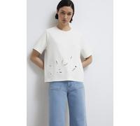T-Shirt MAVI "SHORT SLEEVE FASHION JERSEY", Damen, Gr. M, weiß (antique weiß), 100% Baumwolle, unifarben, normal normal, Rundhals, Shirts T-Shirt, T-Shirt Fashion (34226332-M) antique weiß