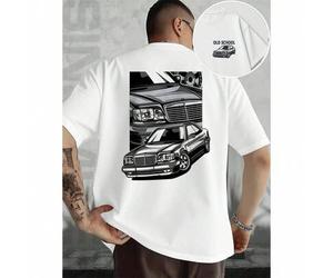 T-Shirt Mercedes-Benz W124 (Klassisches Auto), beidseitig bedruckt, lässig, Rundhalsausschnitt, 220 g/m², reine Baumwolle (1 Stück), Sommer für Herren