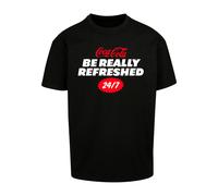 T-Shirt MERCHCODE "Merchcode Coca Cola Refreshed Oversize Tee", Damen, Gr. S, schwarz, 100% Baumwolle, bedruckt, oversize, Rundhals, Shirts T-Shirt (41962330-S)