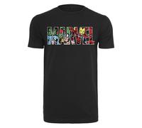 T-Shirt MERCHCODE "Merchcode Herren Marvel Logo Character Tee", Jungen, Gr. XS, schwarz, 100% Baumwolle, bedruckt, normal, Rundhals, Shirts T-Shirt (39464247-XS) schwarz