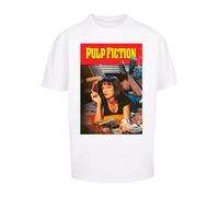 T-Shirt MERCHCODE "Merchcode Herren Pulp Fiction Poster Oversize Tee", Damen, Gr. XS, weiß, 100% Baumwolle, bedruckt, oversize, Rundhals, Shirts T-Shirt (78587318-XS) weiß