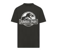 T-Shirt MERCHCODE "Merchcode Jurassic Park Distressed Logo Oversize Tee", Damen, Gr. XS, schwarz, 100% Baumwolle, bedruckt, oversize, Rundhals, Shirts T-Shirt (51280543-XS) schwarz