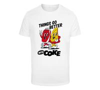 Merchcode T-Shirt Things Go Better With Coke Kurzarm Weiß bedruckt Rundhals 100% Baumwolle Gr. M