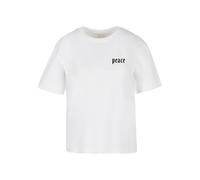 Miss Tee Damen T-Shirt Girls Peace Hand Tee Weiß 100% Baumwolle Oversize Rundhals Gr. S