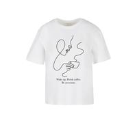 Miss Tee Damen T-Shirt Drink Coffee Be Awesome MST362 White-XS