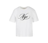 Miss Tee Damen T-Shirt Nyc Calligraphy Letters MST296 White-M