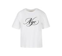 Miss Tee Damen T-Shirt Nyc Calligraphy Letters MST296 White-XL