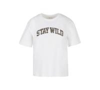 T-Shirt MISS TEE "Miss Tee Stay Wild Leo Tee", Damen, Gr. S, weiß, 100% Baumwolle, bedruckt, normal, Rundhals, Shirts T-Shirt (14182603-S) weiß