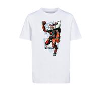 T-Shirt MISTERTEE "MisterTee Ballin Robot Tee", Mädchen, Gr. 122/128, weiß, 100% Baumwolle, bedruckt, relaxed fit, Rundhals, Shirts T-Shirt (90886654-122) weiß