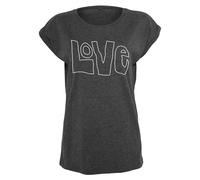 T-Shirt MISTERTEE "MisterTee Damen Ladies Love Tee", Damen, Gr. XS, charcoal, 100% Baumwolle, unifarben, normal, Rundhals, Shirts T-Shirt (43400258-XS) charcoal