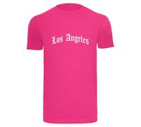 T-Shirt MISTERTEE "MisterTee Herren Los Angeles Wording Tee", Damen, Gr. XL, hibiskuspink, 100% Baumwolle, bedruckt, normal, Rundhals, Shirts T-Shirt (86163012-XL) hibiskuspink