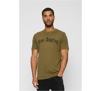 T-Shirt MISTERTEE "MisterTee Herren Los Angeles Wording Tee", Damen, Gr. XXL, olive, 100% Baumwolle, bedruckt, normal, Rundhals, Shirts T-Shirt (63505448-XXL) olive