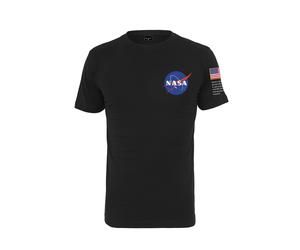 T-Shirt MISTERTEE "MisterTee Herren NASA Insignia Logo Flag Tee", Jungen, Gr. XS, schwarz, 100% Baumwolle, unifarben, normal, Rundhals, Shirts T-Shirt (78027937-XS) schwarz