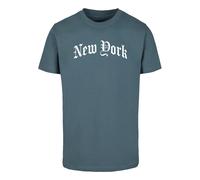 T-Shirt MISTERTEE "MisterTee Herren New York Wording Tee", Damen, Gr. 4XL, dustyblau, 100% Baumwolle, bedruckt, loose fit, Rundhals, Shirts T-Shirt (25162237-4XL) dustyblau