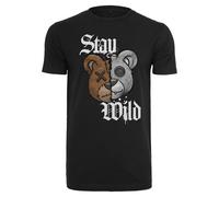 T-Shirt MISTERTEE "MisterTee Herren Stay Wild Tee", Damen, Gr. S, schwarz, 100% Baumwolle, unifarben, normal, Rundhals, Shirts T-Shirt (64021736-S) schwarz