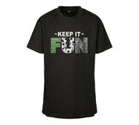 T-Shirt MISTERTEE "MisterTee Kids Kids Keep It Fun Tee", Mädchen, Gr. 110/116, schwarz, 100% Baumwolle, bedruckt, relaxed fit, Rundhals, Shirts T-Shirt (27738723-110) schwarz