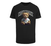 T-Shirt MISTERTEE "MisterTee New York College Bear Tee", Jungen, Gr. M, schwarz, 100% Baumwolle, bedruckt, normal, Rundhals, Shirts T-Shirt (92783709-M) schwarz