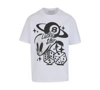 T-Shirt MISTERTEE "MisterTee Planet Alien Oversize Tee", Jungen, Gr. S, schwarz-weiß (weiß), 100% Baumwolle, bedruckt, oversize, Rundhals, Shirts T-Shirt (51622543-S) weiß