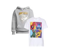 T-Shirt MISTERTEE "MisterTee T-Shirt 2 Pack - kurzarm - Bugs Bunny", Jungen, Gr. 122/128, weiß, erdgrau, 100% Baumwolle, bedruckt, relaxed fit, Rundhals, Shirts T-Shirt (34073607-122) weiß, erdgrau