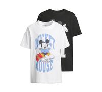 T-Shirt MISTERTEE "MisterTee T-Shirt 2 Pack - kurzarm - Mickey Mouse", Mädchen, Gr. 110/116, schwarz, weiß, 100% Baumwolle, bedruckt, normal, Rundhals, Shirts T-Shirt (20879541-110) schwarz, weiß