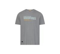 Kurzarmshirt CAMEL ACTIVE, Damen, Gr. XL, stormy blau, Jersey, Obermaterial: 100% Baumwolle, bedruckt, normal hüftbedeckend, Rundhals, Shirts, Rundhals mit Frontprint (36594307-XL) stormy blau