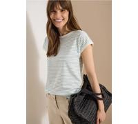 T-Shirt mit Boat Neck und Streifen