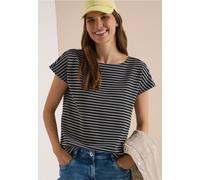 T-Shirt mit Boat Neck und Struktur