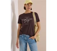 Print-Shirt CECIL "Style Lea", Damen, Gr. XS (36), braun cacao, Jersey, Obermaterial: 100% Baumwolle, bedruckt, regular fit normal, Rundhals, Shirts, Sommershirt, Rundhals, Baumwolle, bedruckt (860380