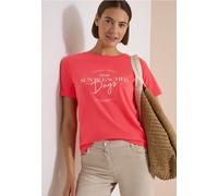 Print-Shirt CECIL "Style Lea", Damen, Gr. XS (36), coral, Jersey, Obermaterial: 100% Baumwolle, bedruckt, regular fit normal, Rundhals, Shirts, Sommershirt, Rundhals, Baumwolle, bedruckt (17793924-XS)